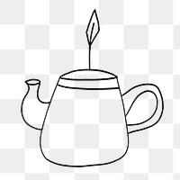 PNG Minimal illustration of tea pot and tea cup drawing teapot sketch. AI generated Image by rawpixel.