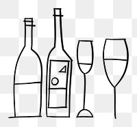 PNG Minimal illustration of wine bottle and wine glass drawing sketch drink. AI generated Image by rawpixel.