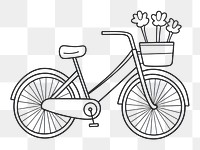 PNG Minimal illustration of a bicycle with flower basket vehicle drawing sketch. 