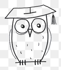 PNG Minimal illustration of owl wearing graduation cap drawing sketch doodle. AI generated Image by rawpixel.
