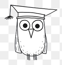 Minimal illustration of owl wearing graduation cap drawing sketch doodle. AI generated Image by rawpixel.