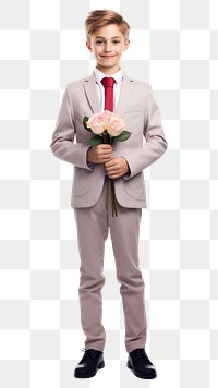 PNG A cute boy holding a beautiful rose standing tuxedo blazer. AI generated Image by rawpixel.