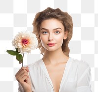 PNG Woman flower portrait plant adult. AI generated Image by rawpixel.