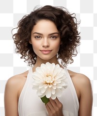 PNG Woman flower portrait adult white. AI generated Image by rawpixel.