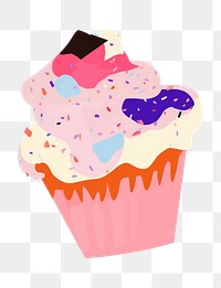 PNG Cupcake dessert cartoon icing. AI generated Image by rawpixel.