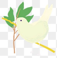 PNG White pigeon fly with olive stick in mouth cartoon drawing animal. AI generated Image by rawpixel.