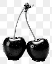 PNG Two cherry on the white table fruit black plant. AI generated Image by rawpixel.