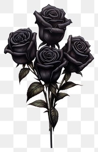PNG Bouquet of black roses flower plant white background. AI generated Image by rawpixel.