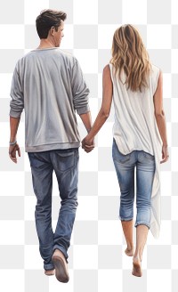 PNG  Couple walking beach adult hand. AI generated Image by rawpixel.