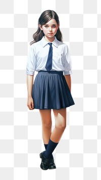 PNG Young girl wearing uniform school miniskirt costume  