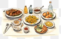 PNG  Ramadan feast cartoon dinner supper. AI generated Image by rawpixel.