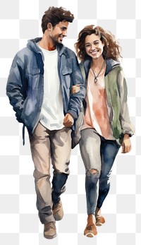PNG  Couple smiling jacket jeans. AI generated Image by rawpixel.