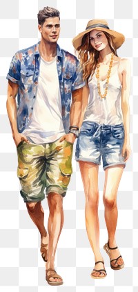 PNG  Couple footwear shorts summer. AI generated Image by rawpixel.