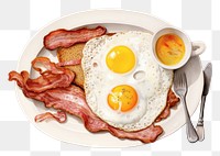 PNG Breakfast egg bacon plate. AI generated Image by rawpixel.