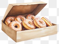 PNG Doughnuts in box bagel donut food. AI generated Image by rawpixel.