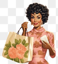 PNG  Woman holding shopping bag handbag adult doll