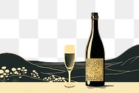 PNG  Bottle champagne glass drink. AI generated Image by rawpixel.