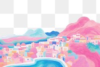 PNG Santorini backgrounds painting outdoors. AI generated Image by rawpixel.