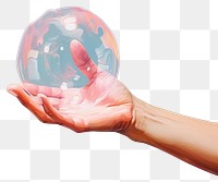 PNG A hand holding soap bubble sphere adult transparent. 