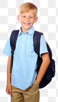 PNG Child with school backpack standing white background intelligence. AI generated Image by rawpixel.