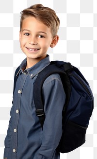 PNG Child with school backpack portrait standing jacket. AI generated Image by rawpixel.