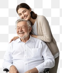 PNG  Caring female doctor embracing helping happy senior male disabled patient smiling adult care. AI generated Image by rawpixel.