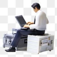 PNG Business man using computer sitting laptop adult. AI generated Image by rawpixel.