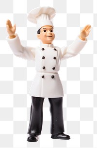 PNG Chef greeting pose figurine white background celebration. AI generated Image by rawpixel.