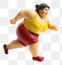 PNG Chubby woman running figurine sports white background. AI generated Image by rawpixel.