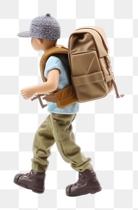 PNG Kid with backpack white background backpacking figurine. AI generated Image by rawpixel.