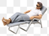 PNG Simple relaxing man isolated sunbathing furniture chair. 