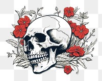 PNG  Skull pattern drawing sketch. AI generated Image by rawpixel.