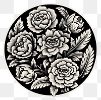 PNG Flower bouquet in circle frame pattern black white. AI generated Image by rawpixel.