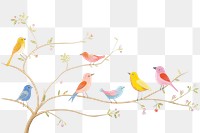 PNG Painting of colorful birds border wallpaper drawing animal. AI generated Image by rawpixel.