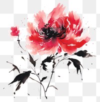 PNG Peony painting flower plant. AI generated Image by rawpixel.