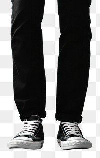 PNG Person in black pants and black and white sneakers footwear flooring shoe. AI generated Image by rawpixel.