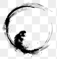 PNG Monkey head chinese zodiac circle black ink. AI generated Image by rawpixel.