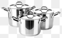 PNG Stainless steel cookware white background monochrome saucepan. AI generated Image by rawpixel.