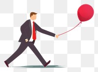 PNG  Business man running with a red balloon cartoon adult celebration. AI generated Image by rawpixel.
