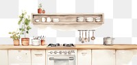 PNG Kitchen indoors shelf countertop. AI generated Image by rawpixel.