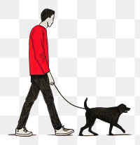 PNG  A man walking dog mammal animal leash. AI generated Image by rawpixel.