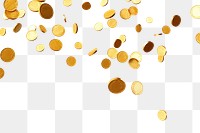PNG Golden coins floating backgrounds confetti white background. AI generated Image by rawpixel.
