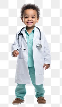 PNG  Baby playing a doctor child white background stethoscope. AI generated Image by rawpixel.