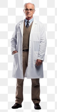 PNG  Doctor senior man overcoat glasses doctor. AI generated Image by rawpixel.