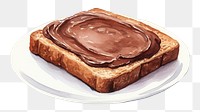 PNG Single chocolate toast plate bread food. AI generated Image by rawpixel.