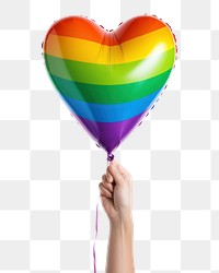 PNG Hands holding heart balloon rainbow white background heart shape. AI generated Image by rawpixel.
