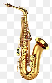 PNG Saxophone gold white background saxophonist. AI generated Image by rawpixel.