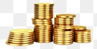 PNG Stack of coin gold money white background. AI generated Image by rawpixel.