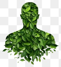 PNG  Green leaf covered a human icon plant portrait nature. AI generated Image by rawpixel.