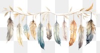 PNG Feathers painting hanging drawing. AI generated Image by rawpixel.